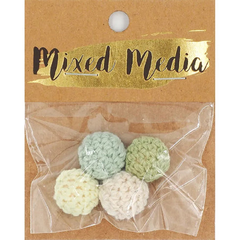16mm Greens Knitted Beads